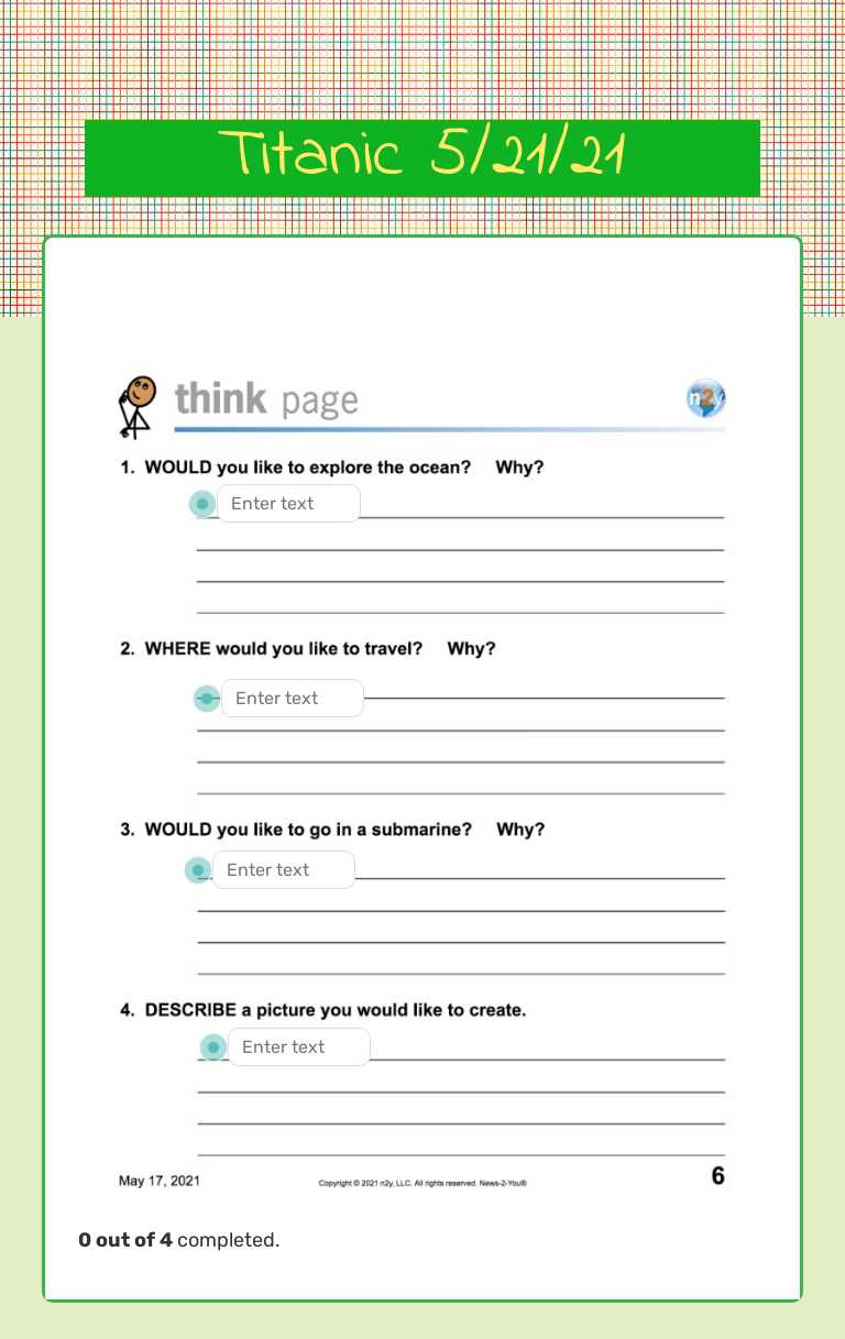 Titanic 5/21/21 worksheet preview image