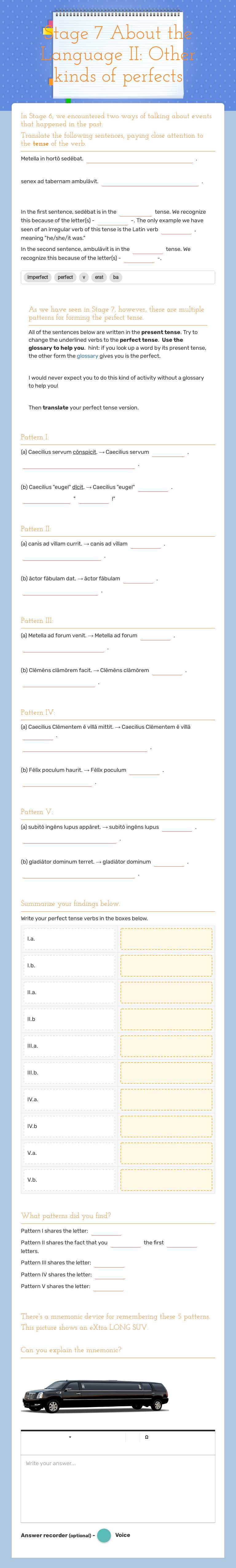 Stage 7 About the Language II: Other kinds of perfects worksheet preview image