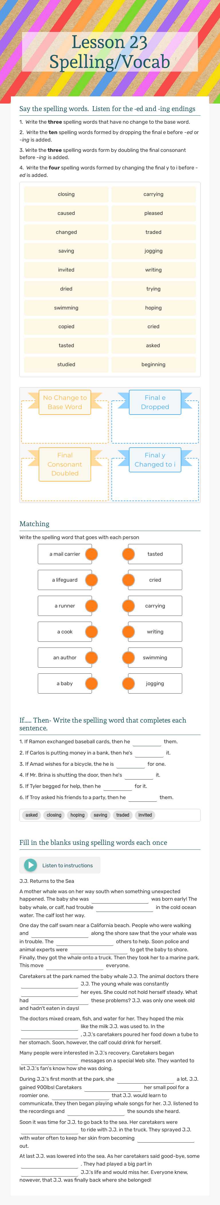 Lesson 23 Spelling/Vocab Grade 6 worksheet preview