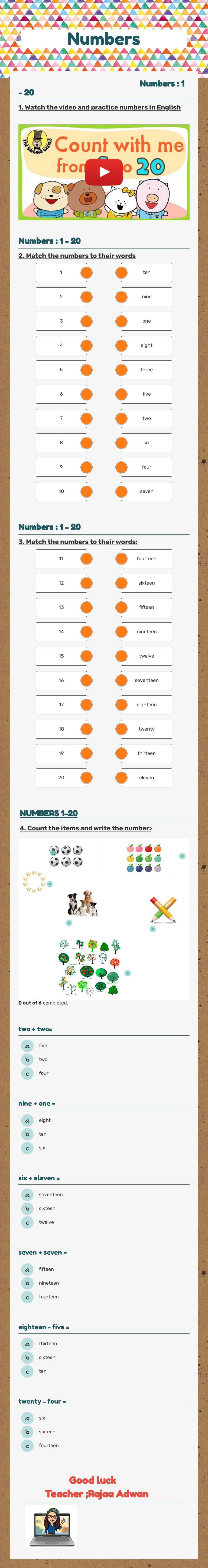 Numbers Grade 2 worksheet preview