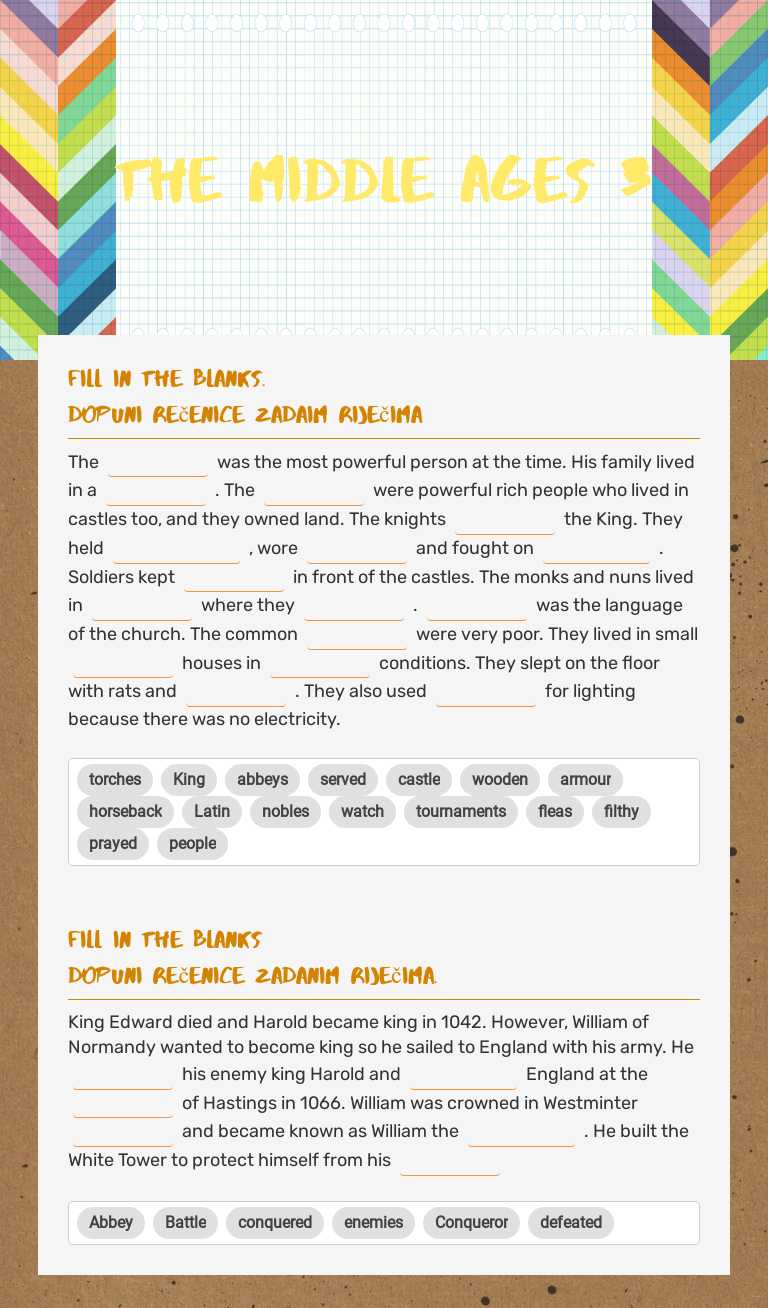 The Middle Ages 3 worksheet preview image