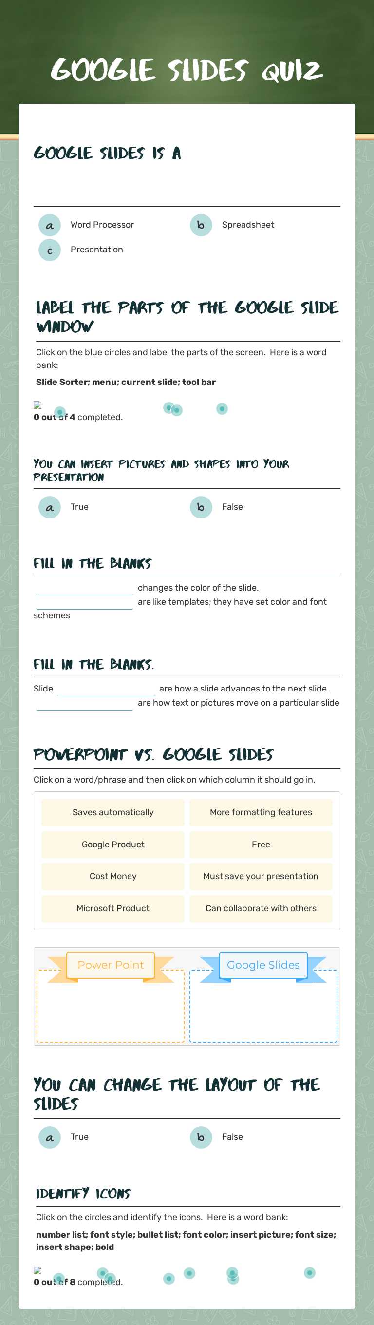Google Slides Quiz worksheet preview image