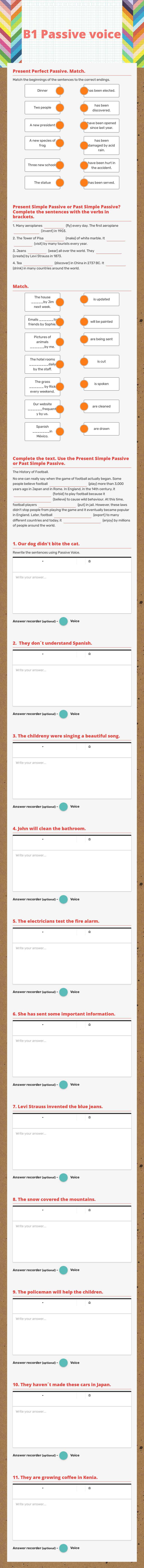 B1 Passive voice worksheet preview image