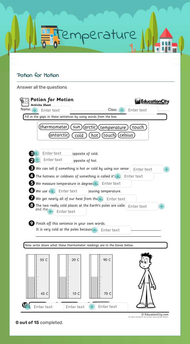 Temperature Grade 5 worksheet preview