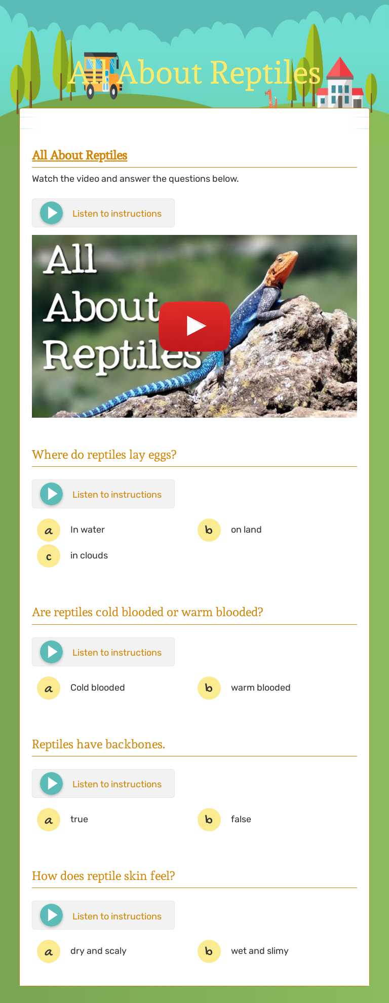All About Reptiles Preschool worksheet preview