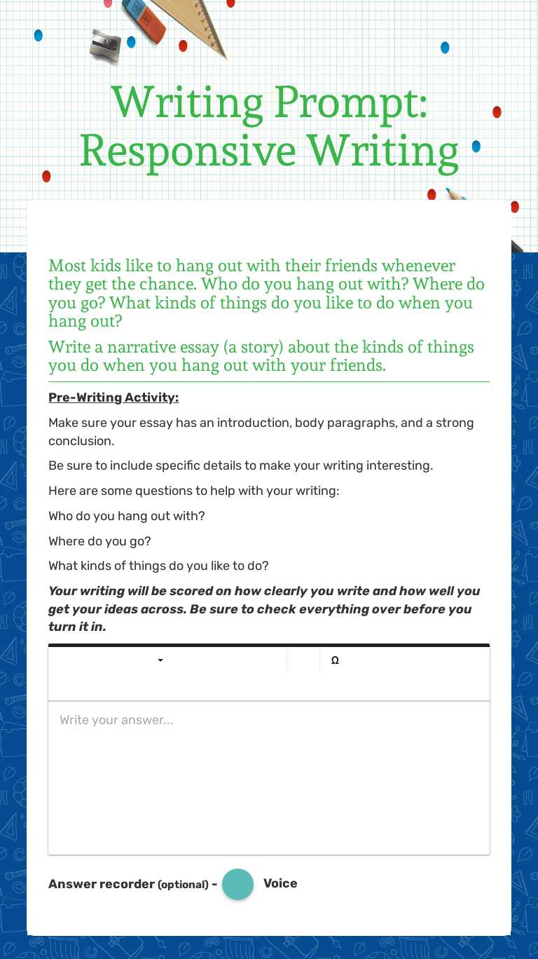 Writing Prompt: Responsive Writing worksheet preview image