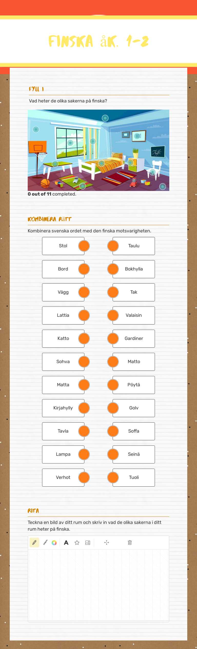 Finska åk. 1-2 Grade 1 worksheet preview