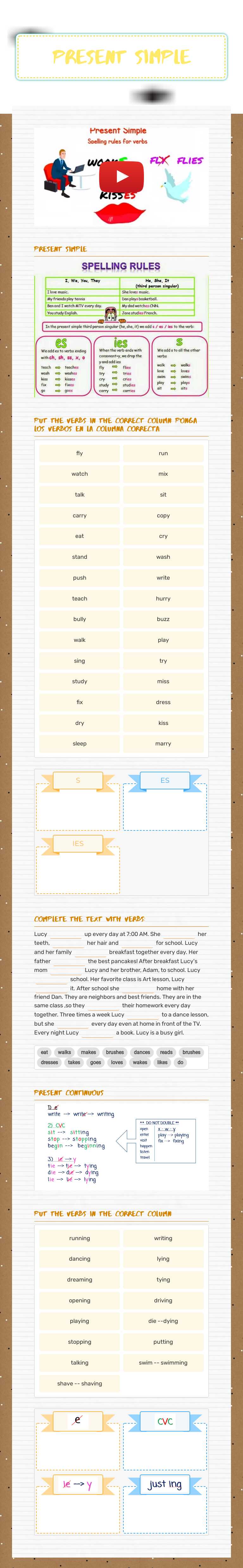 present Simple worksheet preview image