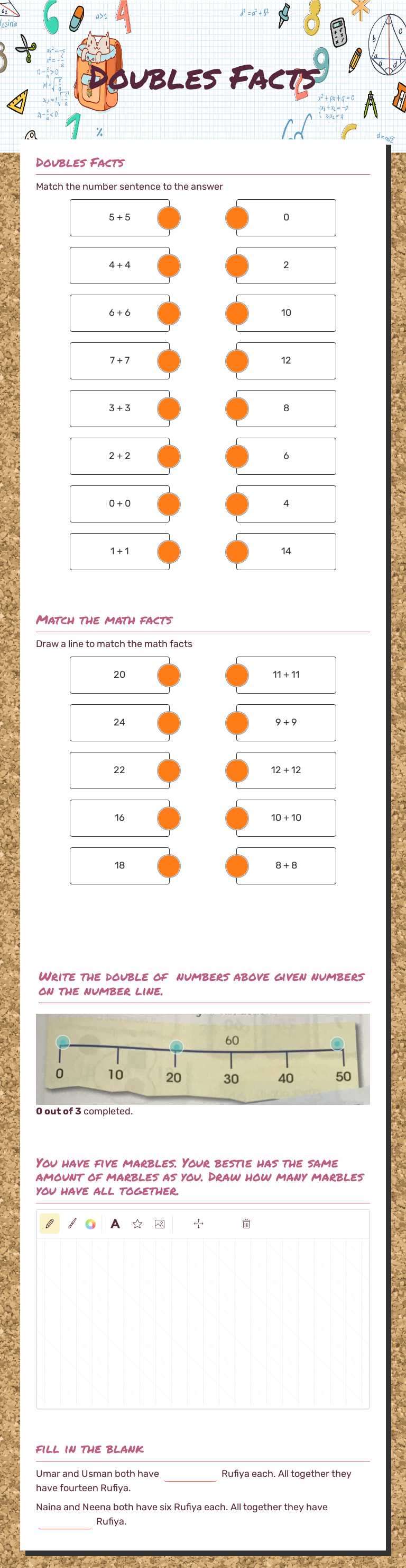 Doubles Facts worksheet preview image