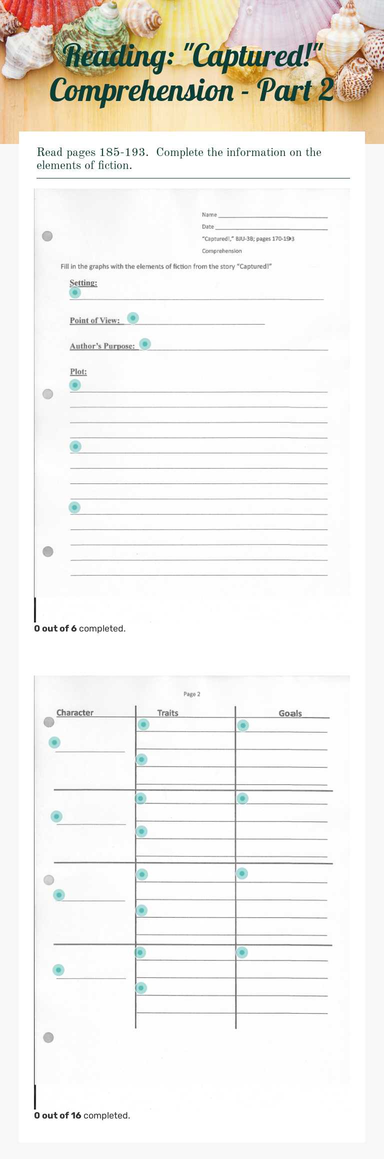 Reading:  "Captured!"  Comprehension - Part 2 worksheet preview image