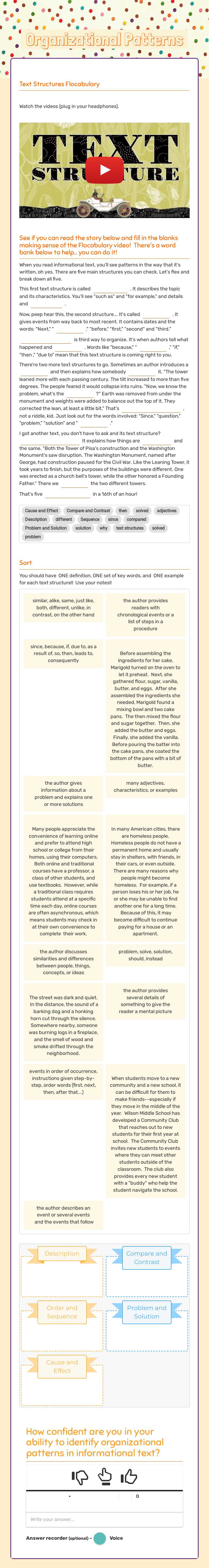 Organizational Patterns worksheet preview image