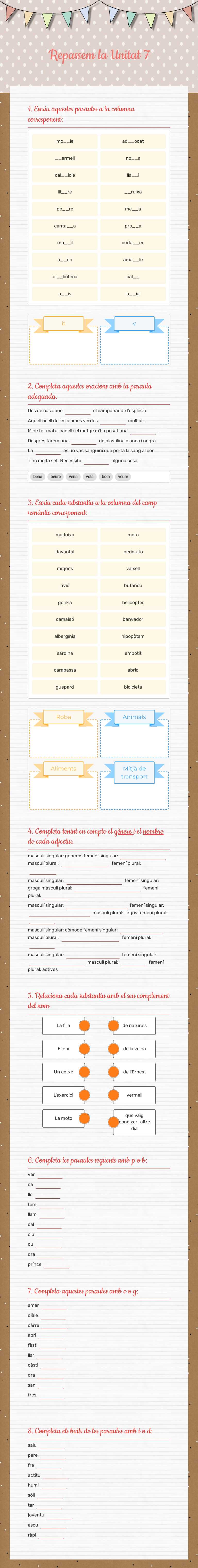 Repassem la Unitat 7 worksheet preview image