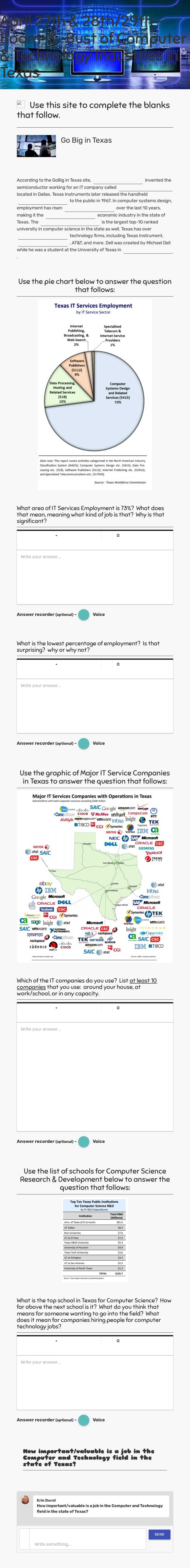 April 27th & 28th/29th - Boom-&-Bust of Computer & Technology Industries in Texas Grade 7 worksheet preview