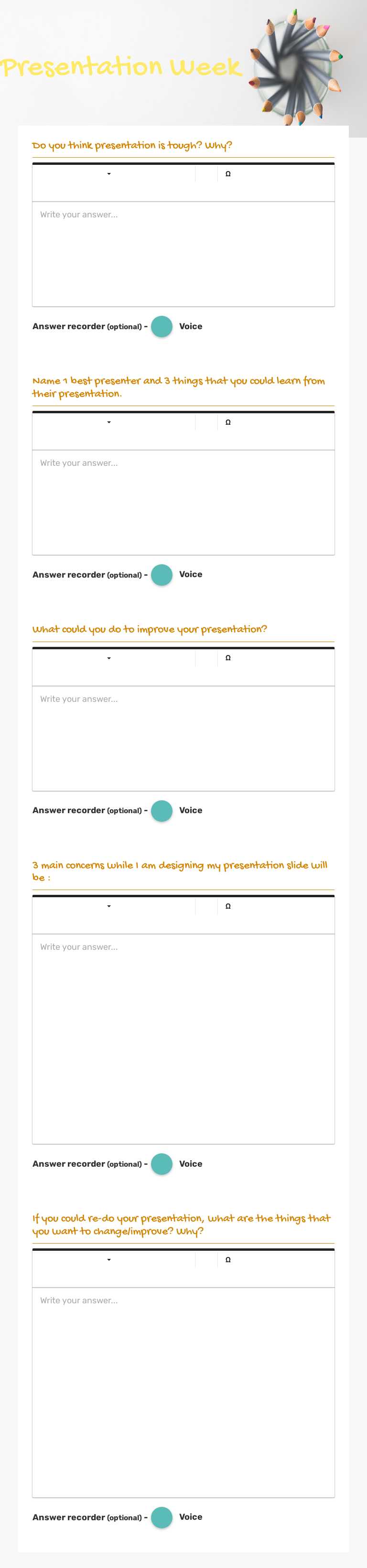 Presentation Week worksheet preview image