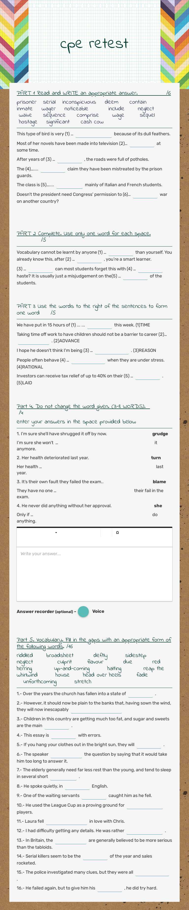 cpe retest worksheet preview image
