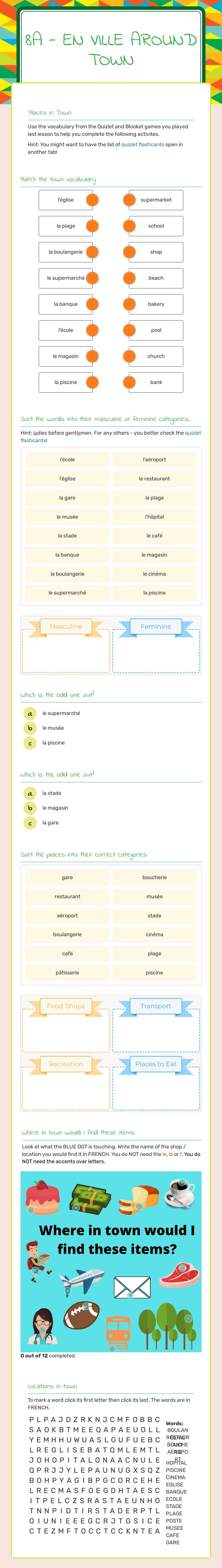 8A - En Ville
Around town worksheet preview image