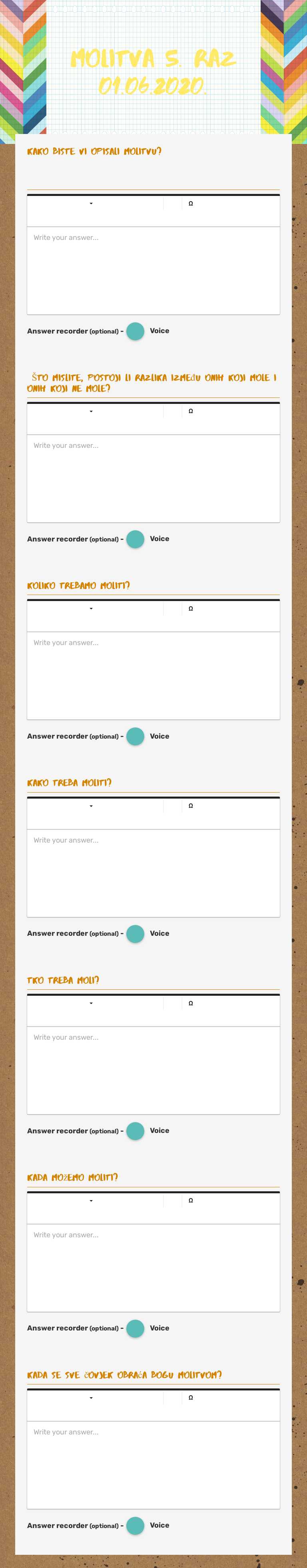 molitva 5. raz 01.06.2020. worksheet preview image