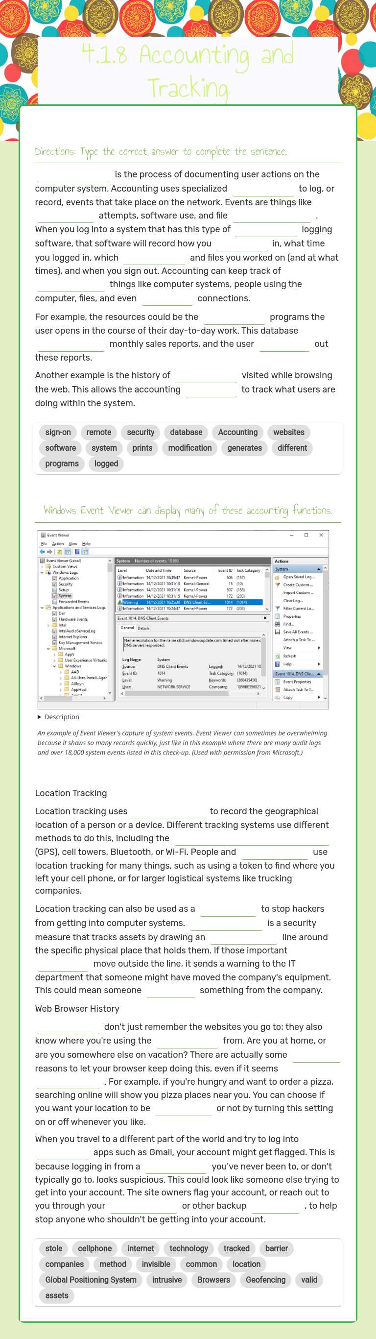 4.1.8 Accounting and Tracking worksheet preview image