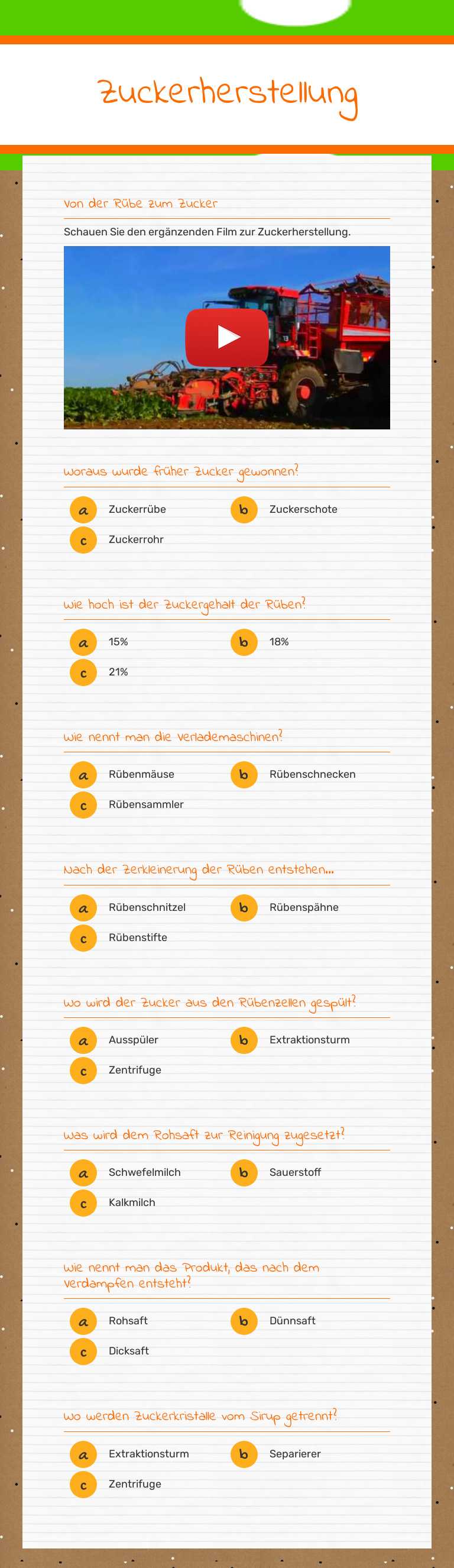 Zuckerherstellung worksheet preview image