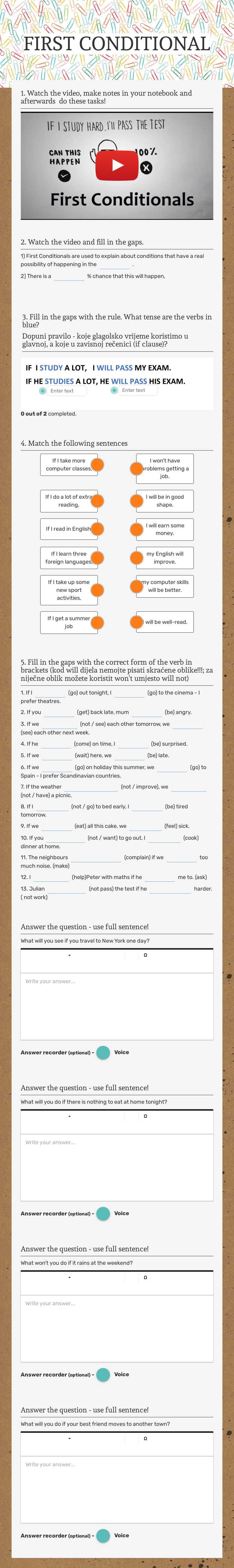 FIRST CONDITIONAL worksheet preview image