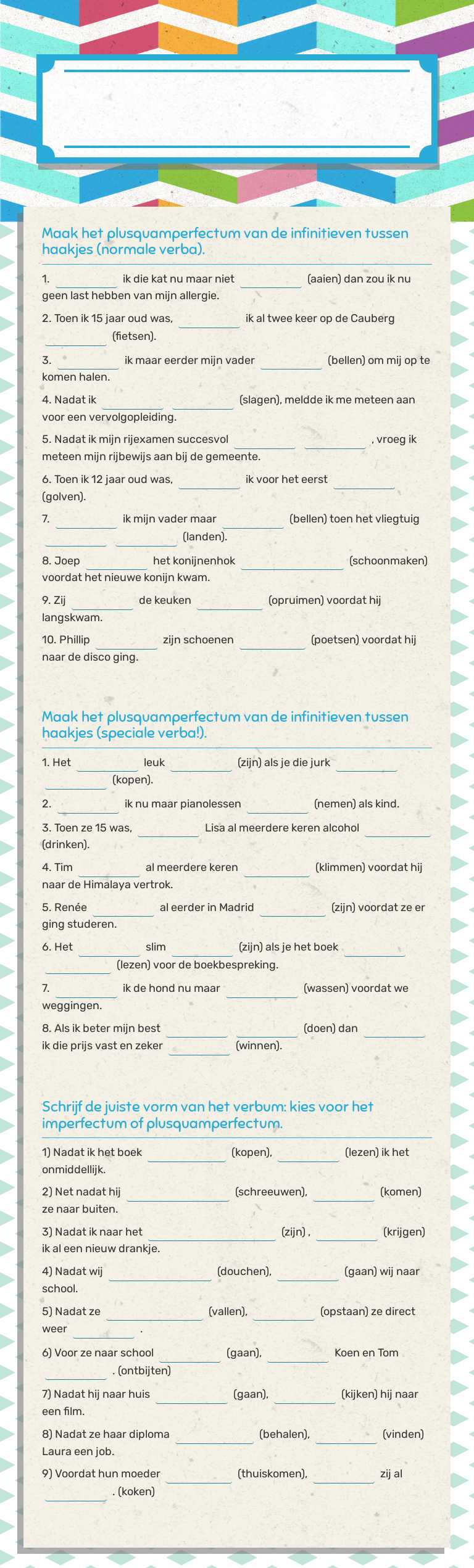 2.3 schriftelijk 
rem. plusquam-perfectum worksheet preview image