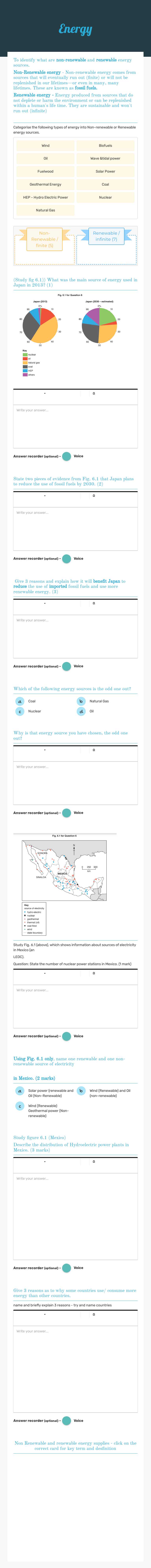 Energy worksheet preview image
