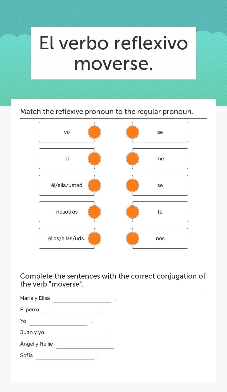El verbo reflexivo moverse. worksheet preview image