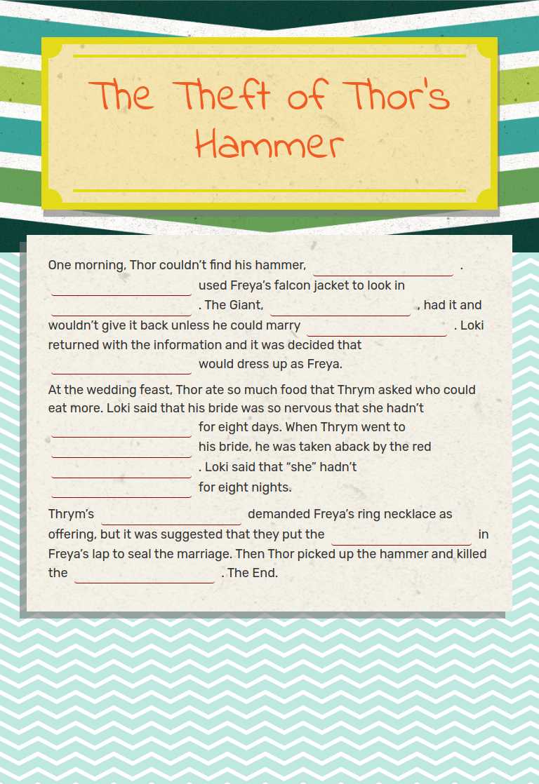 The Theft of Thor’s Hammer worksheet preview image