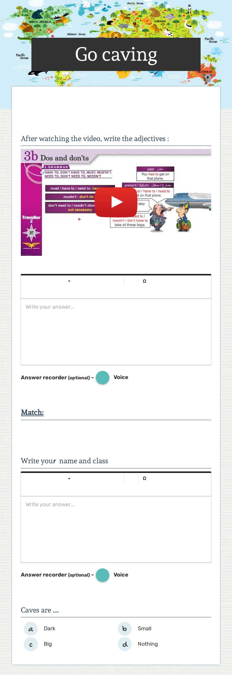 Go caving worksheet preview image
