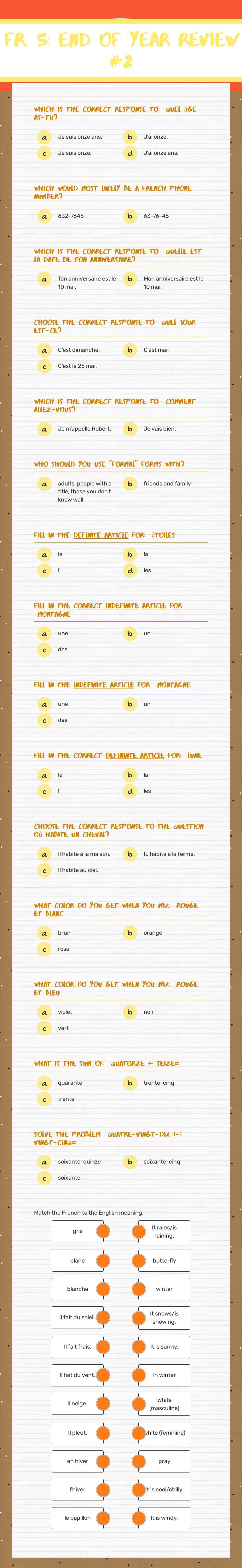 Fr. 5: End of Year Review #2 worksheet preview image