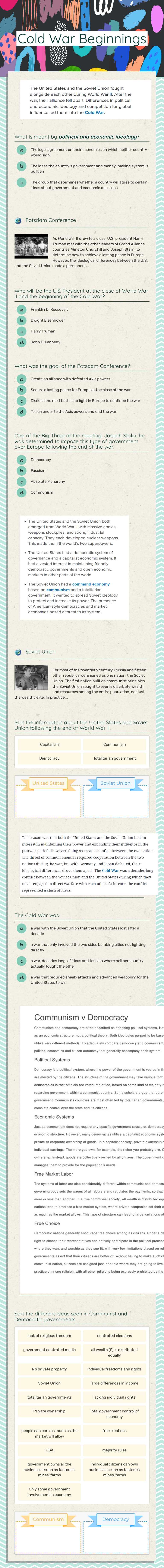 Cold War Beginnings worksheet preview image