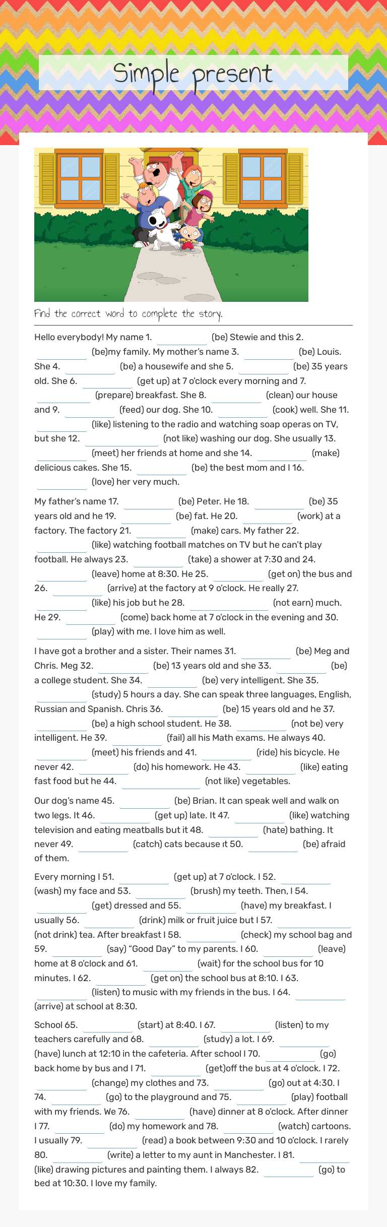 Simple Present Practice worksheet preview image