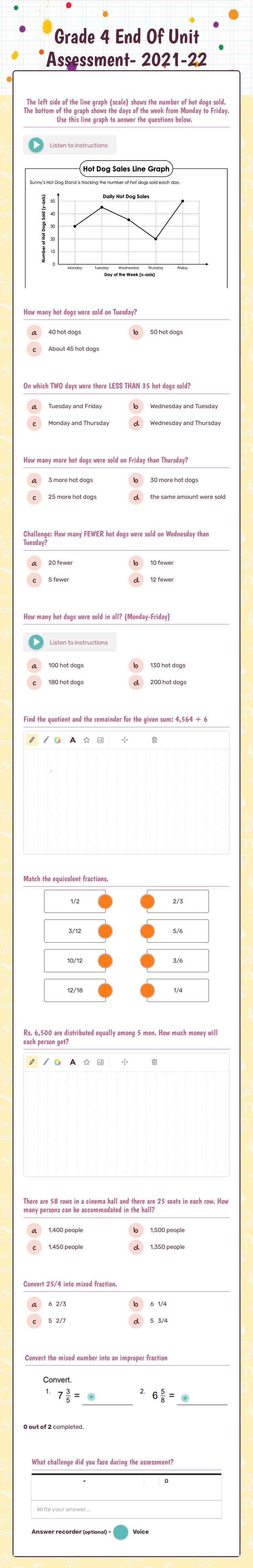 Grade 4 End Of Unit Assessment- 2021-22 Grade 4 worksheet preview