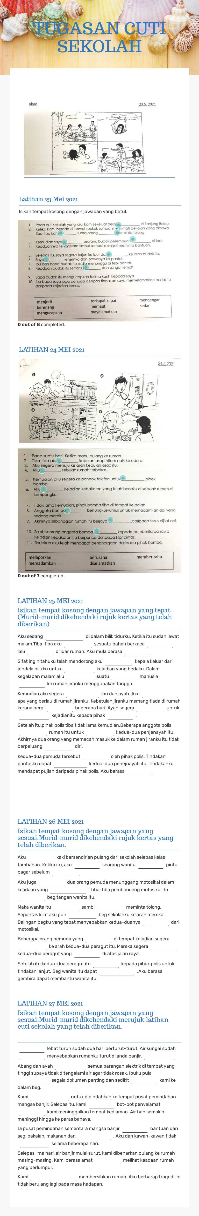 TUGASAN CUTI SEKOLAH worksheet preview image