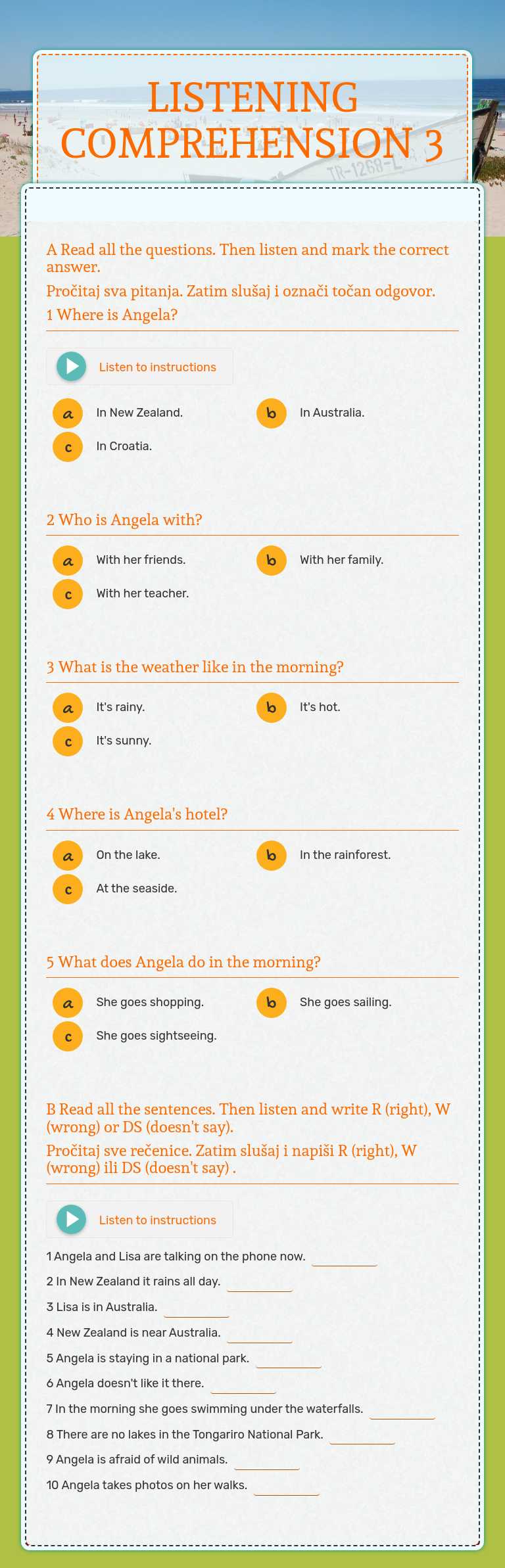 LISTENING COMPREHENSION 3 worksheet preview image