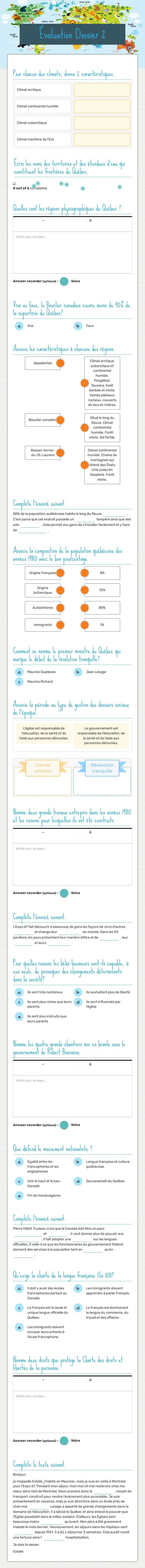 Évaluation Dossier 2 worksheet preview image