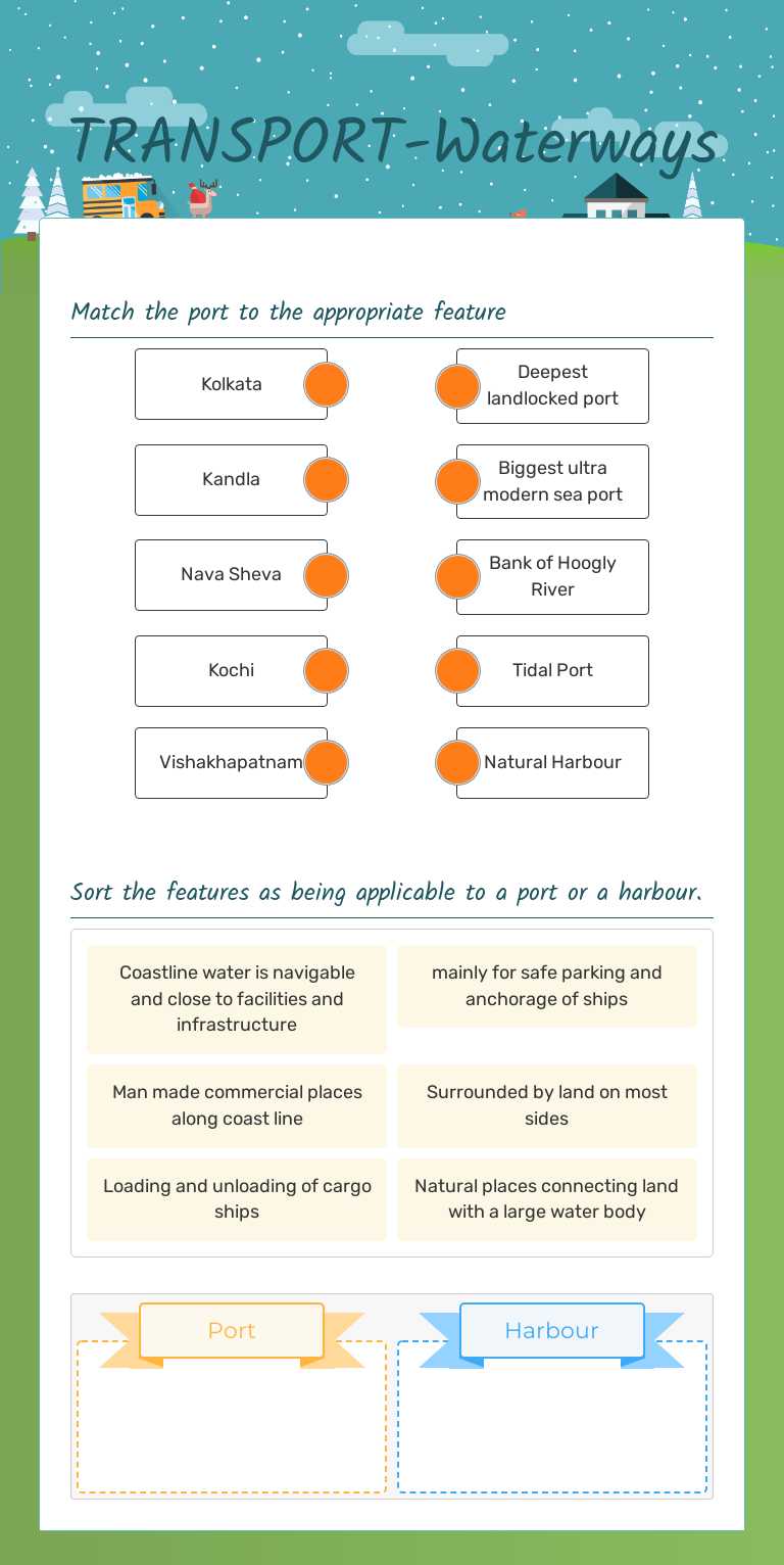TRANSPORT-Waterways worksheet preview image