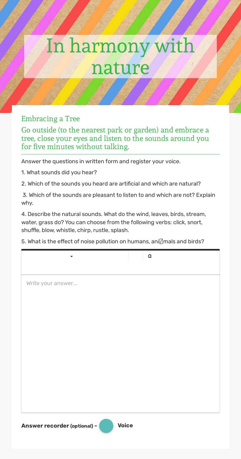 In harmony with nature worksheet preview image