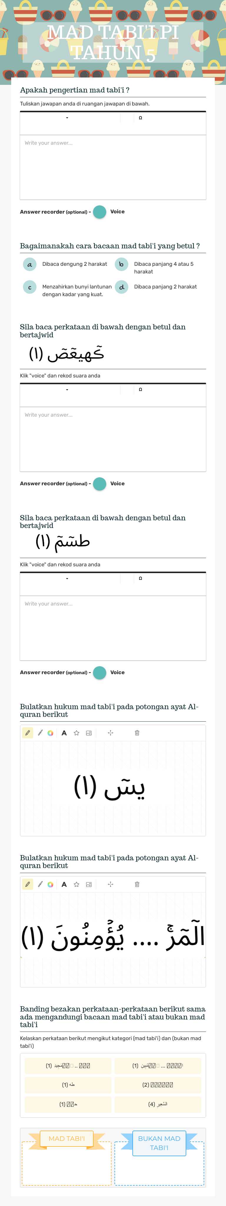 MAD TABI'I        
        PI TAHUN 5 Grade 5 worksheet preview