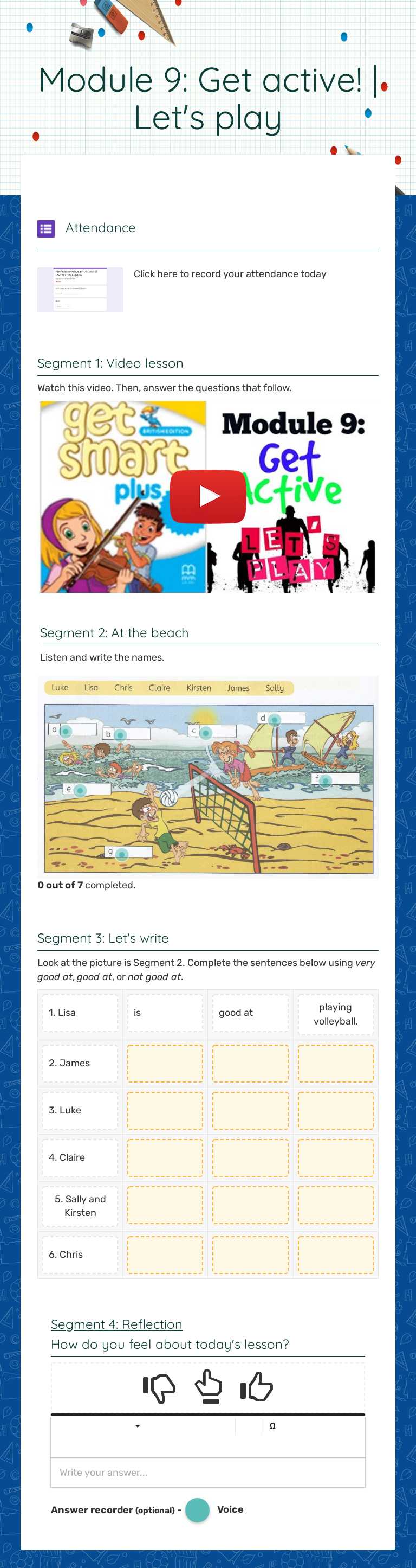 Module 9: Get active! | Let's play worksheet preview image