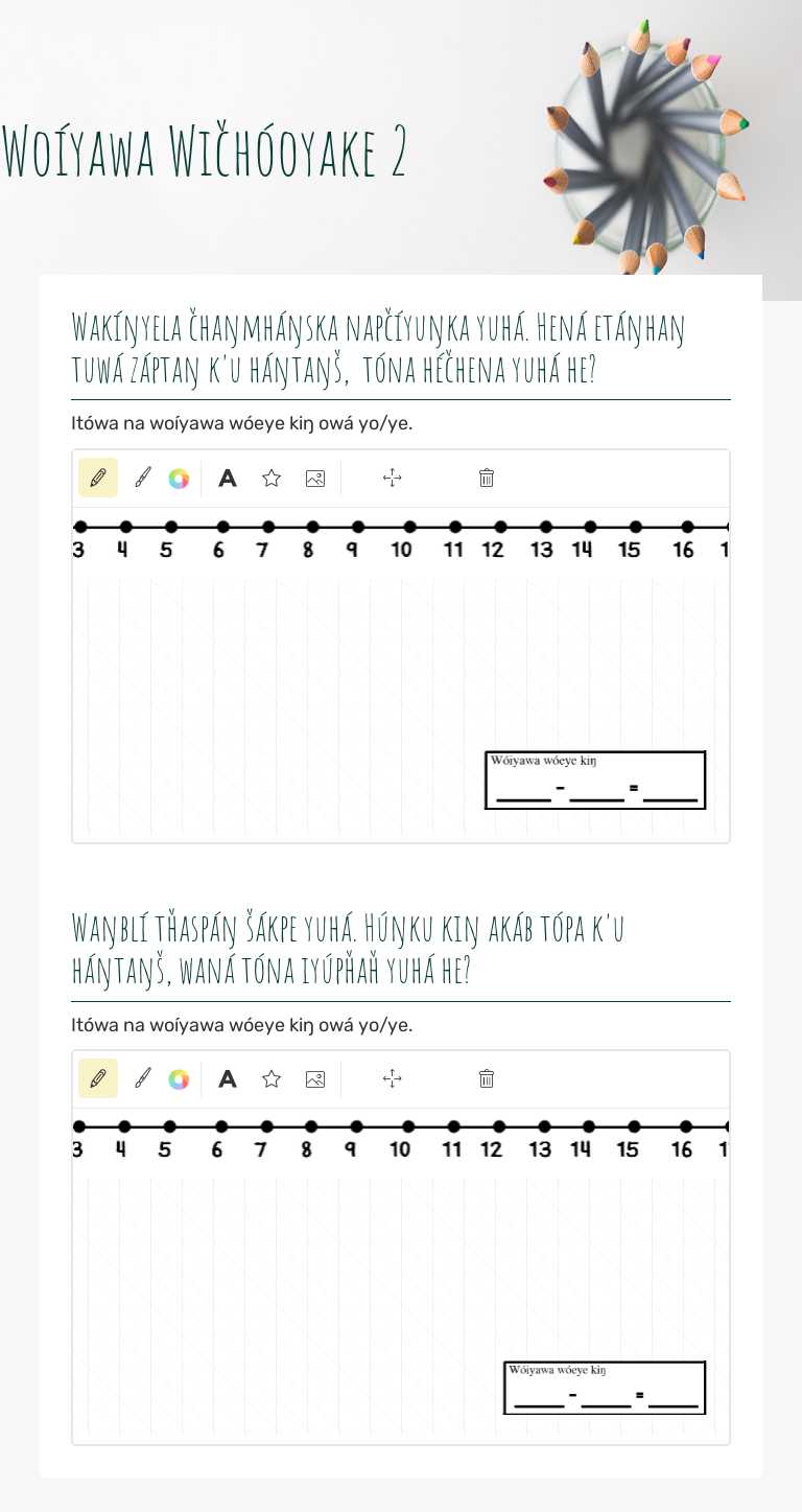 Woíyawa Wičhóoyake 2 Grade 1 worksheet preview