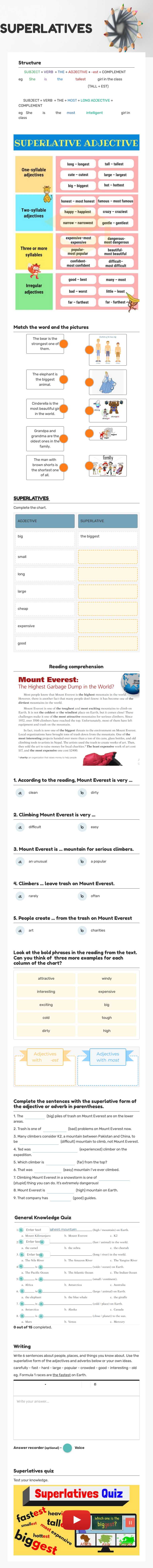 SUPERLATIVES Other worksheet preview