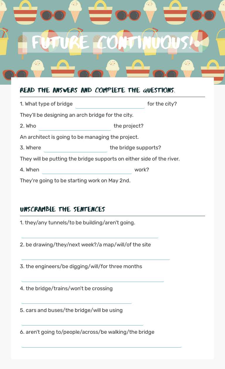 Future continuous! worksheet preview image