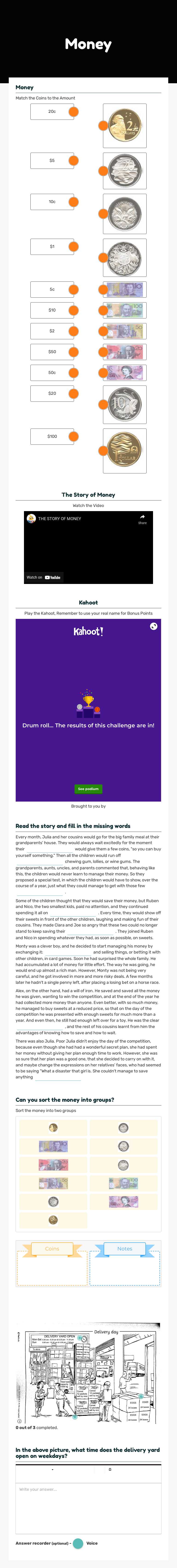 Money worksheet preview image