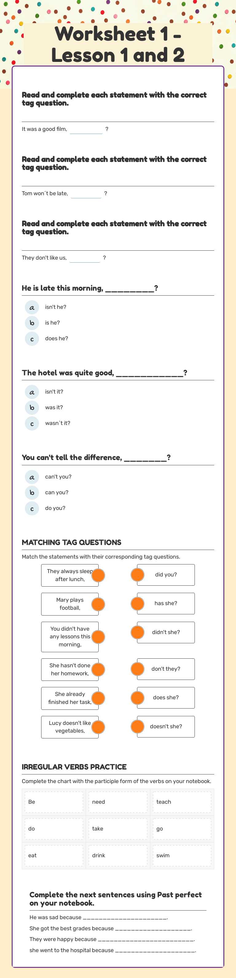 Worksheet 1 - Lesson 1 and 2 worksheet preview image