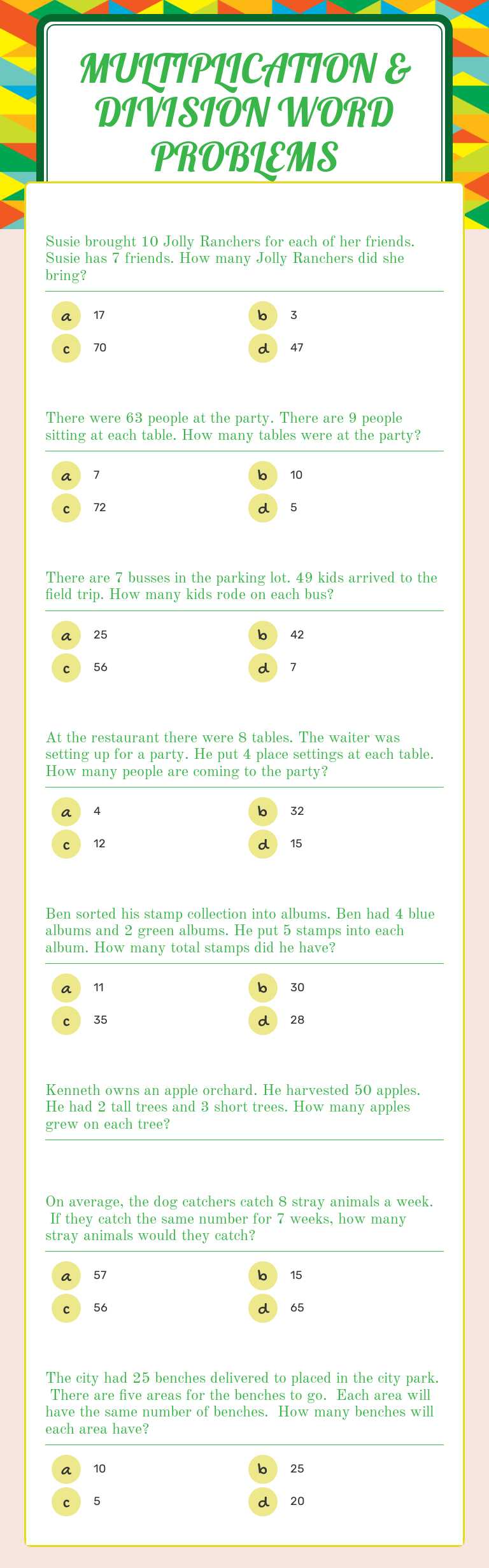 Multiplication & 
division
 Word problems worksheet preview image