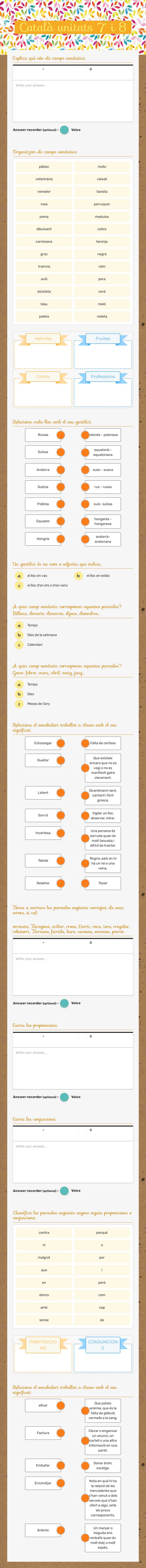 Català unitats 7 i 8 worksheet preview image