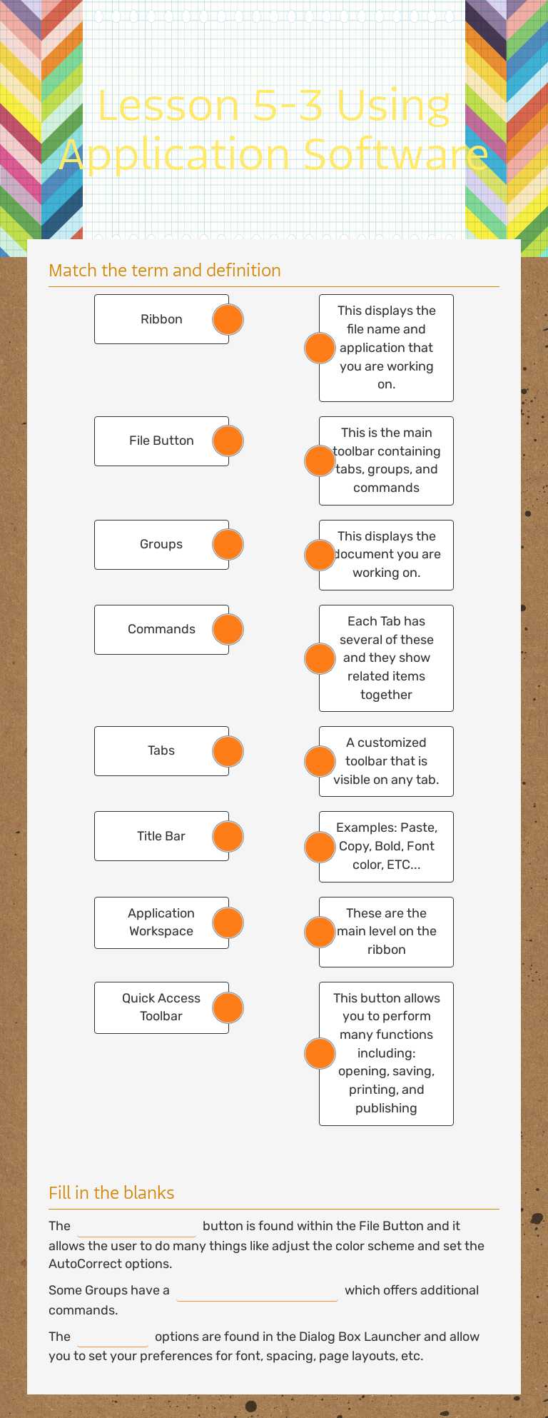 Lesson 5-3 Using Application Software worksheet preview