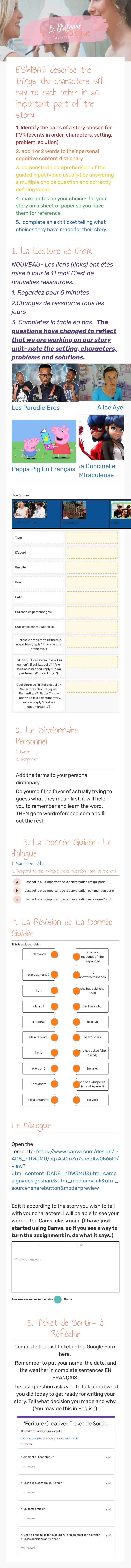 9. Le Dialogue worksheet preview image