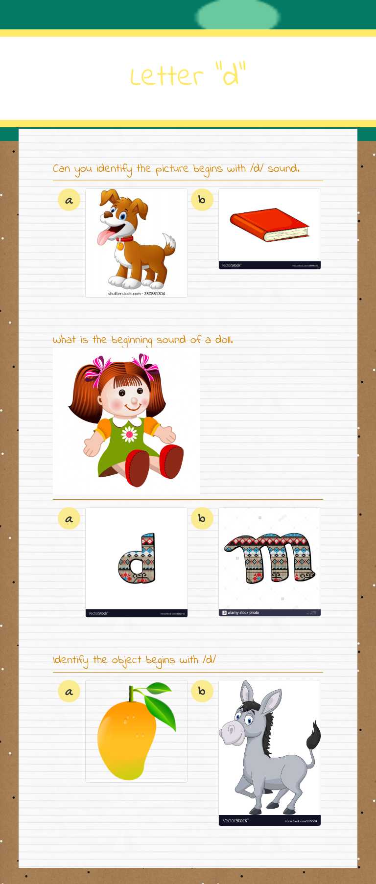 Letter "d" worksheet preview image